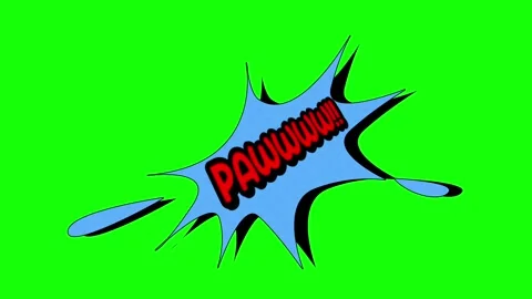 Pawwww comic speech bubble explosion animation on green screen background Stock Footage 314318097