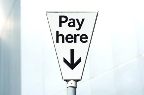Pay and display, "Pay Here" carpark sign Stock Photos