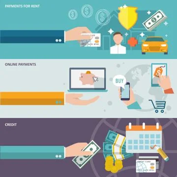 Pay bill banner set Stock Illustration