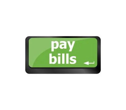 Pay bills button on the computer keyboard key Stock Illustration