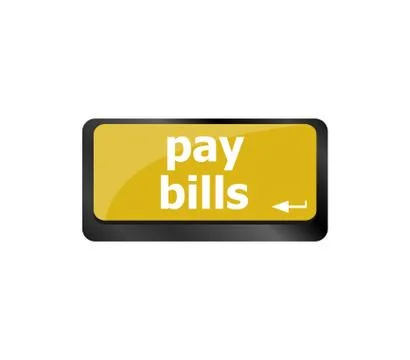 Pay bills button on the computer keyboard key Illustrazione stock