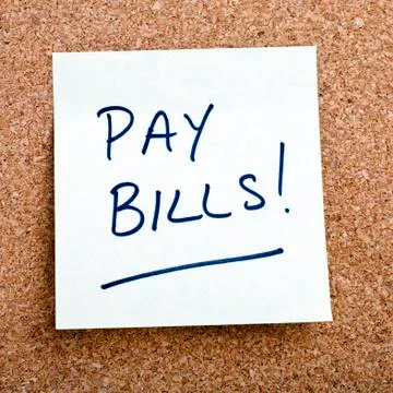 'PAY BILLS!' Reminder Note Stock Photos