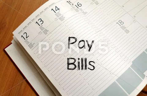 Pay Bills Write On Notebook