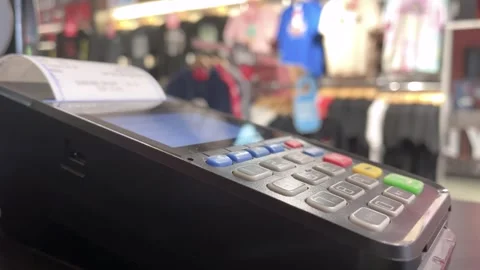 Pay by card swipe machine. Stock Footage 252886963