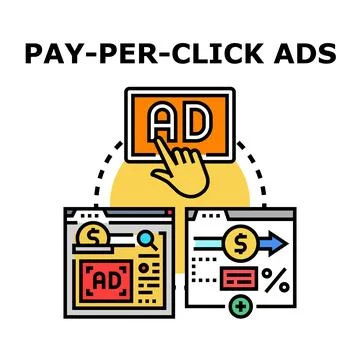 Pay per click ads digital campaign concept Stock Illustration