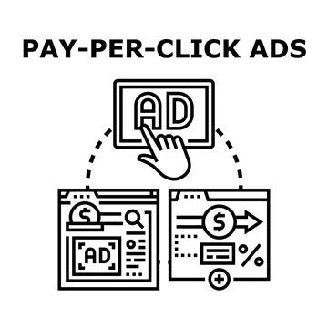 Pay per click ads digital campaign concept Stock Illustration