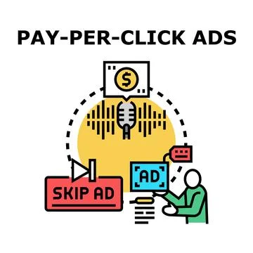 Pay per click ads marketing creative concept Illustrazione stock