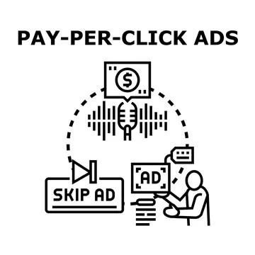 Pay per click ads marketing creative concept Stock Illustration