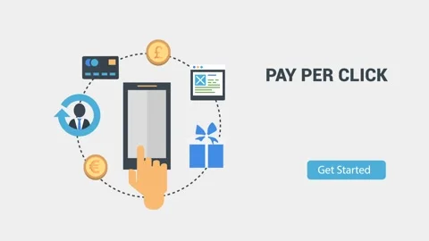 Pay Per Click Advertising Mobile Concept Digital Marketing Graphic Design Stock Footage 341922481