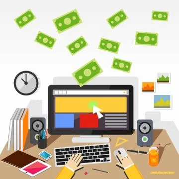 Pay per click flat design illustration. Stock Illustration