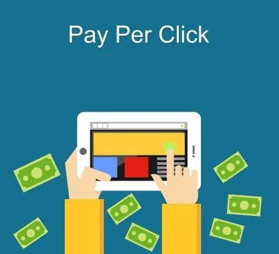 Pay per click flat design illustration. Stock Illustration