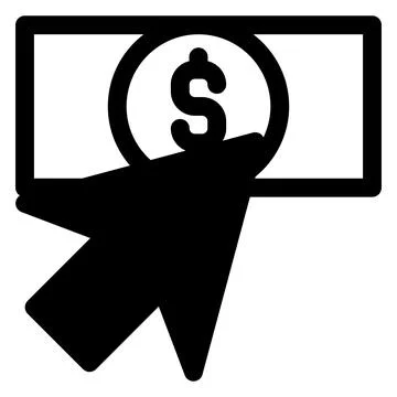 Pay per click glyph icon vector illustration isolated on white background Stock Illustration