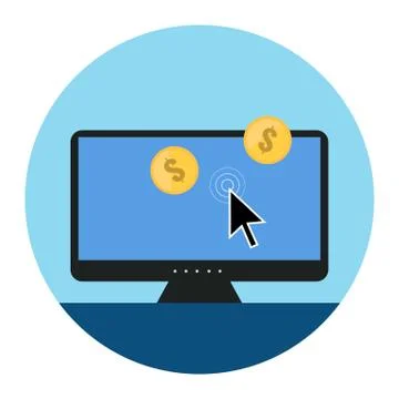 Pay Per Click Icon. Flat style illustration. Stock Illustration