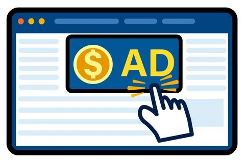 Pay per click icon. Pay Per Click advertising strategies for digital ads Stock Illustration
