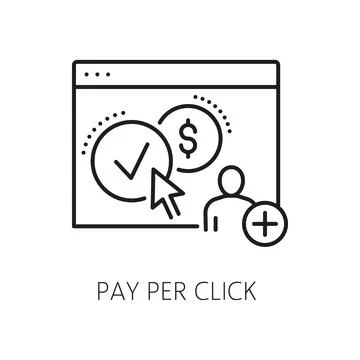 Pay per click icon, SEM or search engine marketing Stock Illustration