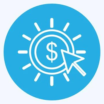 Pay Per Click Icon in trendy blue eyes style isolated on soft blue background Stock Illustration