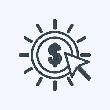 Pay Per Click Icon in trendy line style isolated on soft blue background Stock Illustration