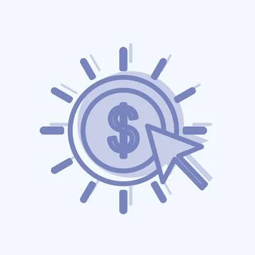 Pay Per Click Icon in trendy two tone style isolated on soft blue background Stock Illustration
