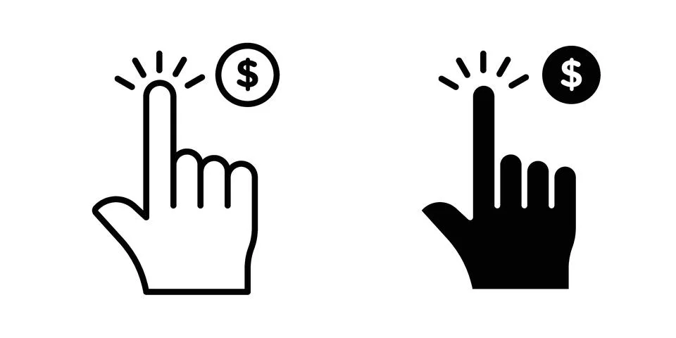 Pay per click icon vector concepts, line and silhouette style Stock Illustration
