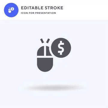 Pay Per Click icon vector, filled flat sign, solid pictogram isolated on white 스톡 일러스트