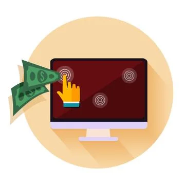 Pay per click internet advertising model when the ad is clicked Illustrazione stock