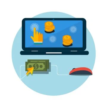 Pay per click internet advertising model Stock Illustration