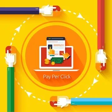 Pay per click internet advertising model Stock Illustration