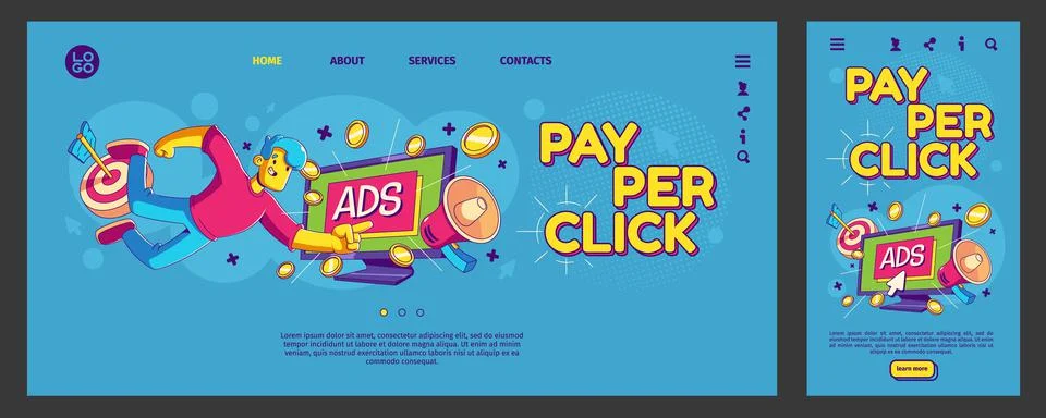 Pay per click landing page template, contemporary Stock Illustration