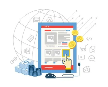 Pay per click modern flat design illustration Illustrazione stock