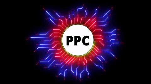 Pay per click ppc technology light logo Stock Illustration
