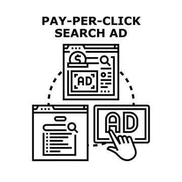 Pay per click search ad digital marketing concept Stock Illustration