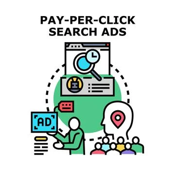 Pay per click search ads targeting online audience Stock Illustration