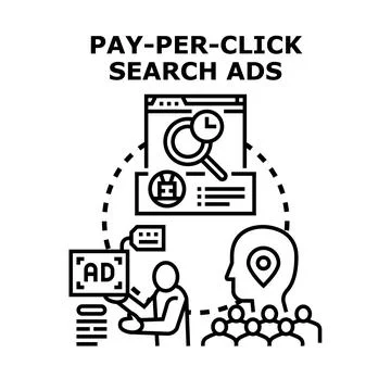 Pay per click search ads targeting online audience Stock Illustration