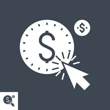 Pay Per Click Vector Glyph Icon Stock Illustration