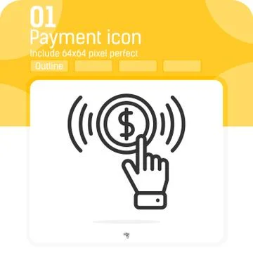 Pay per click vector icon with outline style isolated on white background 스톡 일러스트