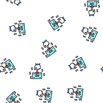 Pay per click vector seamless pattern Stock Illustration