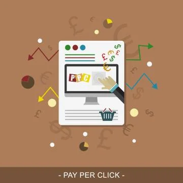 Pay per click. Vector web design. Illustrazione stock
