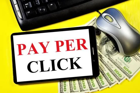 Pay per click. A widget for displaying text messages on the smartphone screen Stock Photos