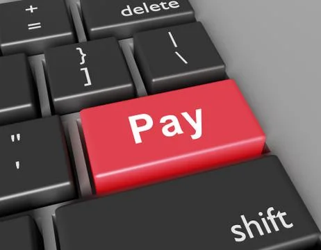 Pay concept. Word Pay on button of computer keyboard Illustrazione stock