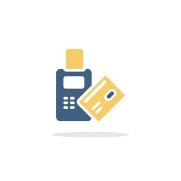 Pay with credit card reader machine. Swiping terminal payment. Icon with shad Illustrazione stock