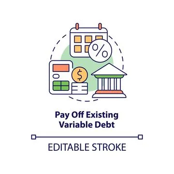Pay off existing variable debt concept icon Stock Illustration