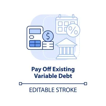 Pay off existing variable debt light blue concept icon Stock Illustration