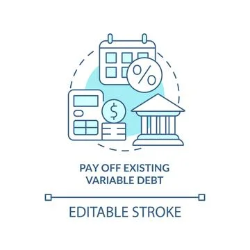 Pay off existing variable debt turquoise concept icon Stock Illustration