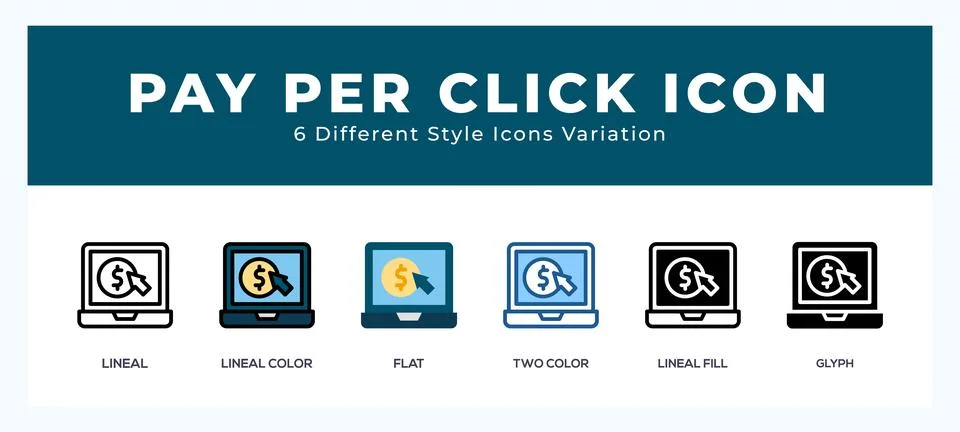 Pay per icon set. Design elements for logo Stock Illustration