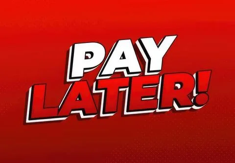 Pay later comic style text on red background Stock Illustration