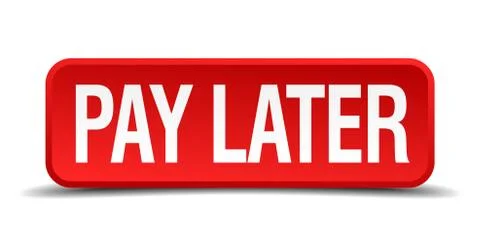 Pay later red 3d square button isolated on white Ilustração Stock