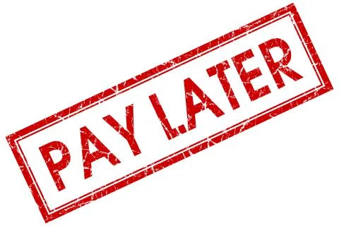 Pay later red square stamp isolated on white background Ilustração Stock