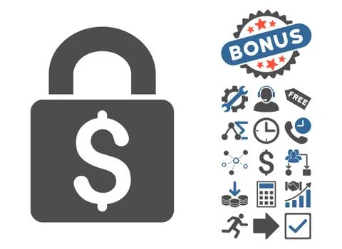 Pay Lock Flat Vector Icon With Bonus Illustrazione stock