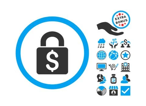 Pay Lock Flat Vector Icon With Bonus Illustrazione stock