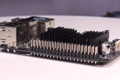 Pay mini computer with a processor and interface connectors. Min Stock Photos